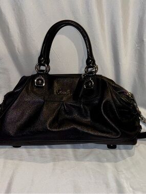 Coach Black Leather Satchel with Top Handles